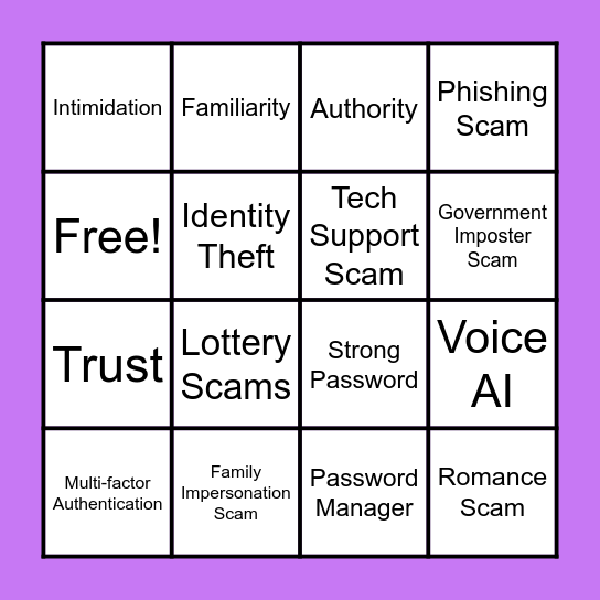 CyberSecurity Bingo Card