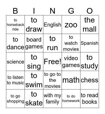 Los Gustos Bingo Card