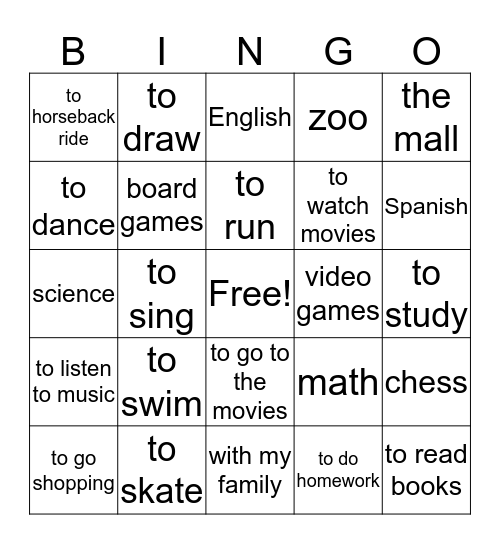 Los Gustos Bingo Card