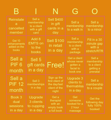 November Challenge Bingo Card
