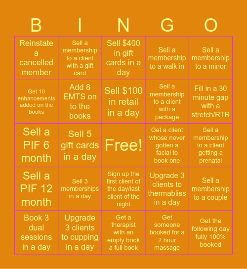 November Challenge Bingo Card