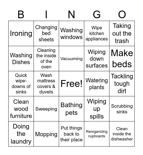 Weekend Plans Bingo Card