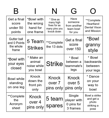 Bowling Bingo Card