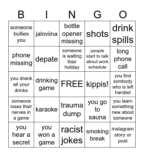 Staffparty 26.10. Bingo Card