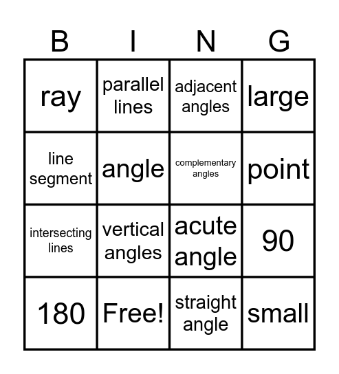 Geometry Bingo Card