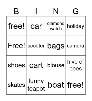 Items the chick bought online Bingo Card