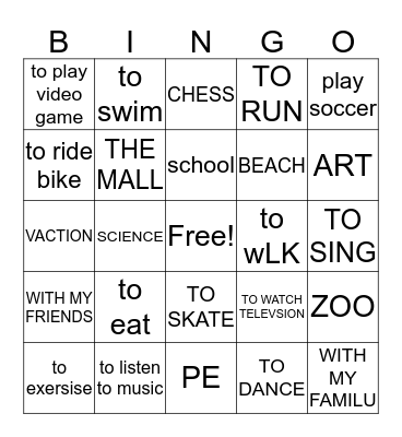 stuff Bingo Card