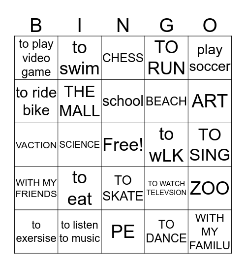 stuff Bingo Card