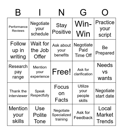 SECC's BINGO Card