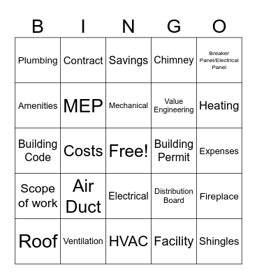 Engineering Week Bingo Card