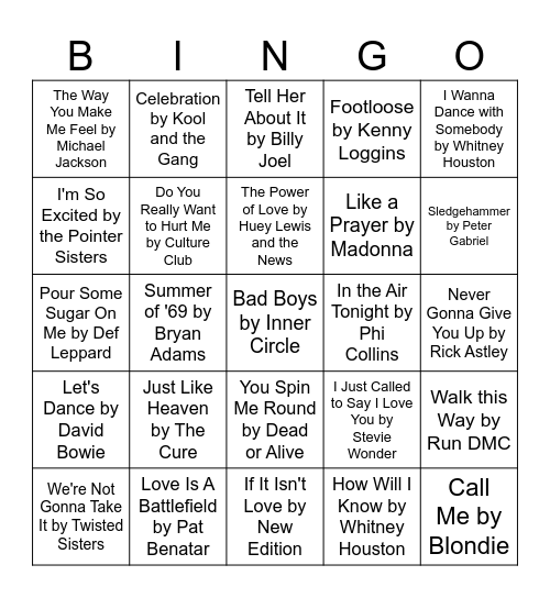 MUSIC! MUSIC! MUSIC! Bingo Card