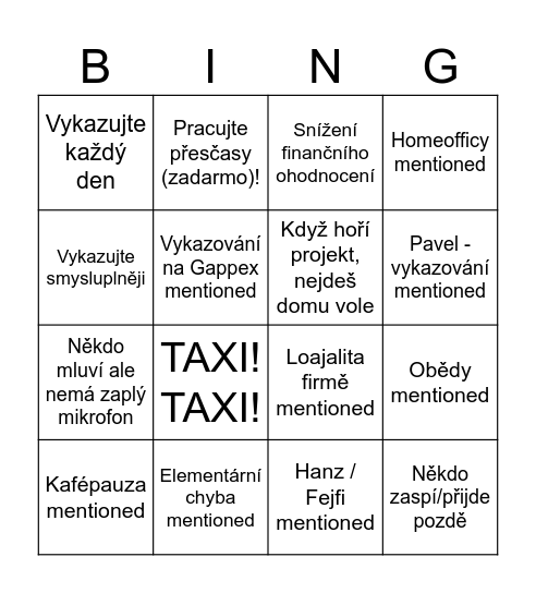Výkazy, přesčasy, docházka BINGO Card