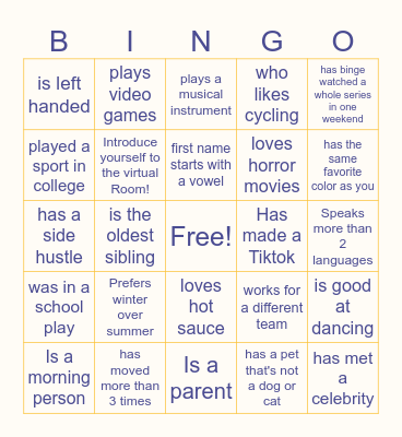 PACT Pedipal Mixer Bingo Card