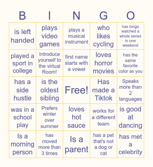 PACT Pedipal Mixer Bingo Card