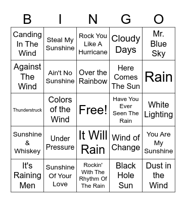 Weather Bingo Card