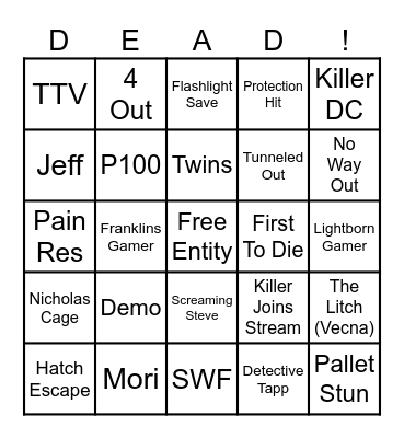 DBD Bingo Card