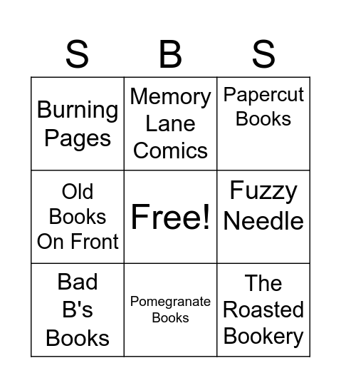 GCBC Small Business Saturday Bingo Card