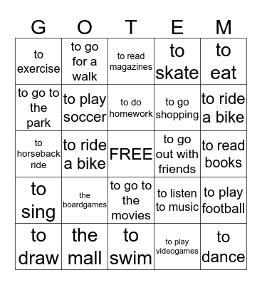 Los Gustos Bingo Card