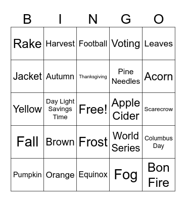 Autumn Bingo Card