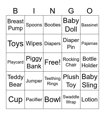 Baby Shower Bingo Card