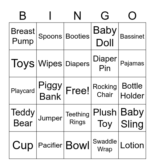 Baby Shower Bingo Card