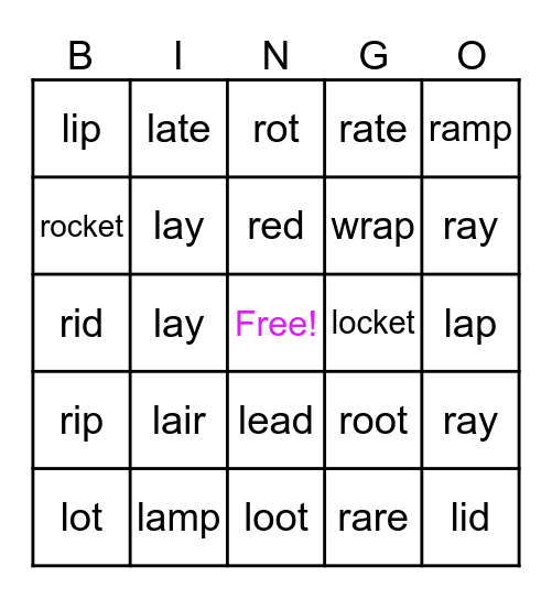 /L/ vs /R/  Bingo Card