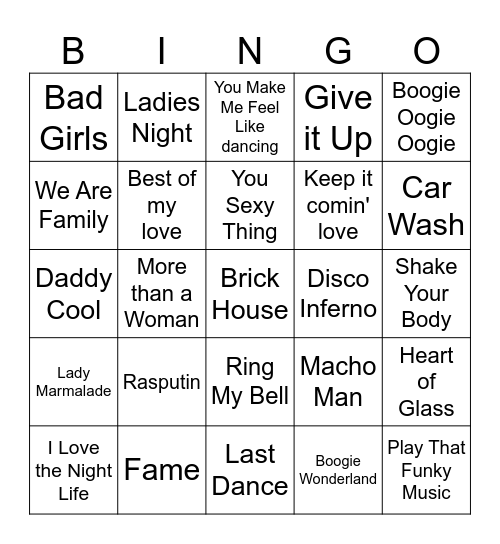 Disco Era #2 Bingo Card
