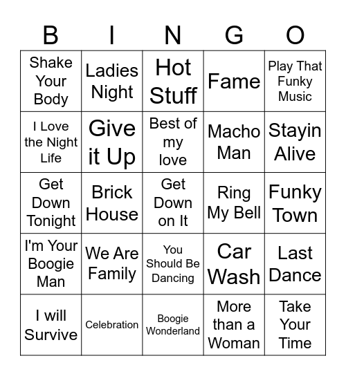 DISCO FEVER Bingo Card