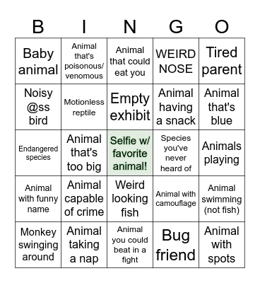 Kat's Zoo Bingo! Bingo Card