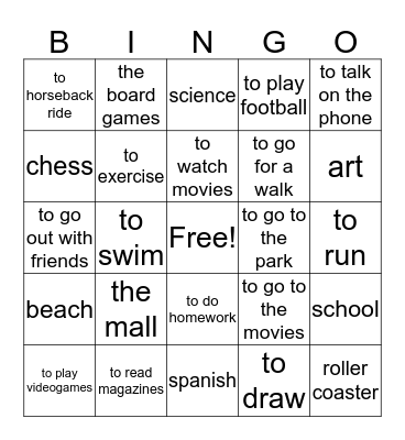 Los gustos Bingo Card