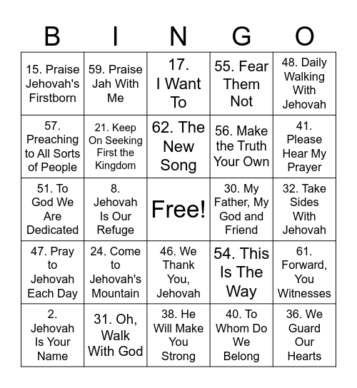 Sing Out Joyfully to Jehovah-1 Bingo Card