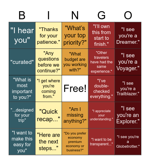 Customer Centricity Bingo Card