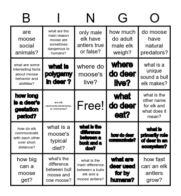 Game Bingo Card