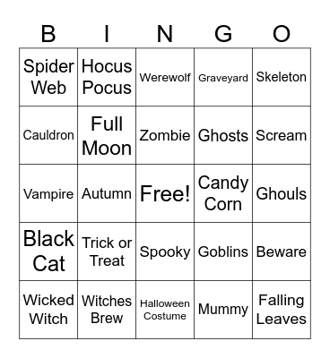 Halloween Boo Bingo Card