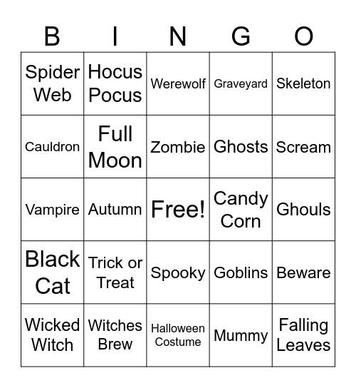 Halloween Boo Bingo Card