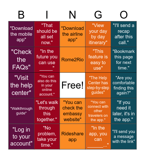 Self-Service Bingo Card