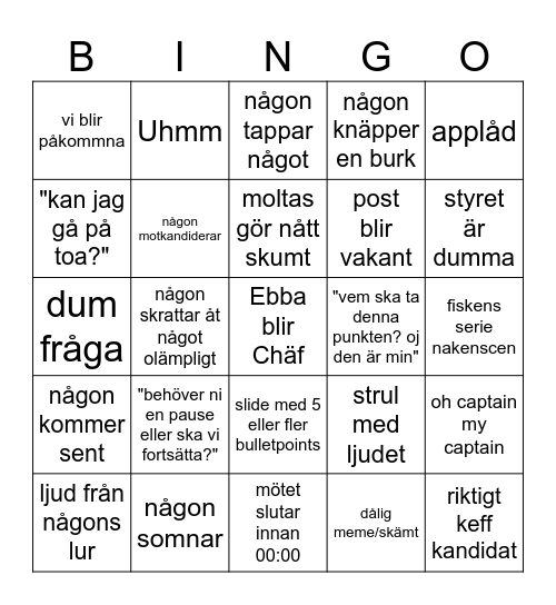 4V Höstmöte Bingo Card