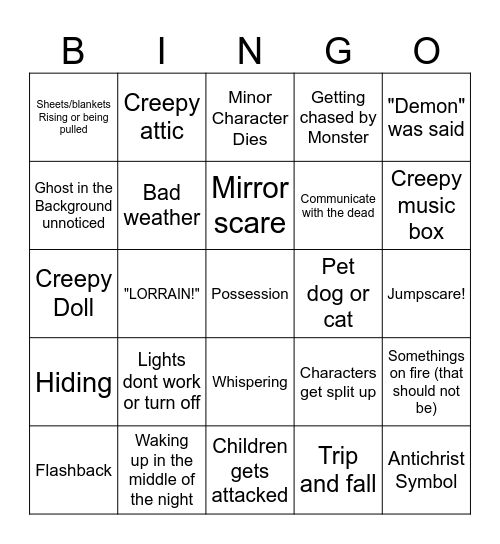 Halloween Movie Bingo card Bingo Card