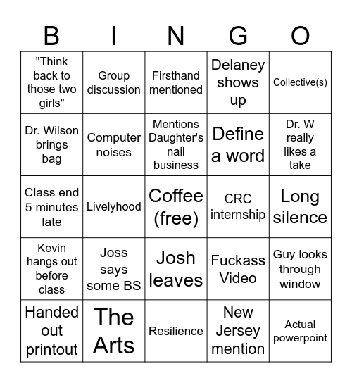 GEOG 451 Bingo Card