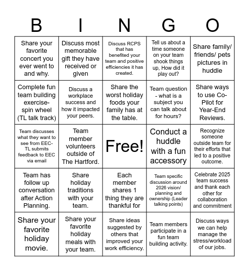 Q4 Engagement BINGO Card