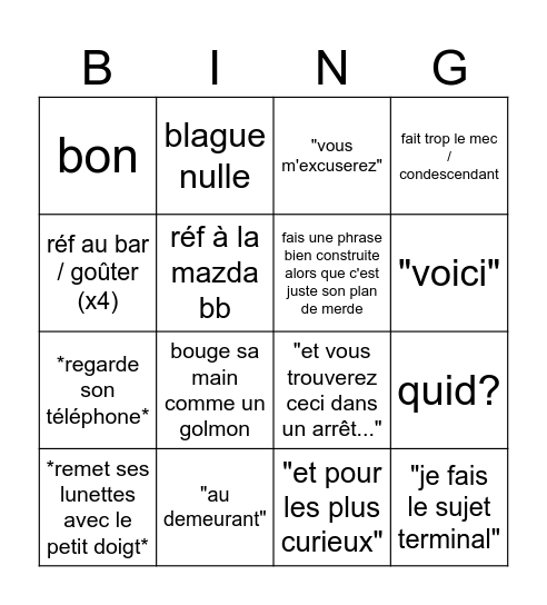 julien douille Bingo Card