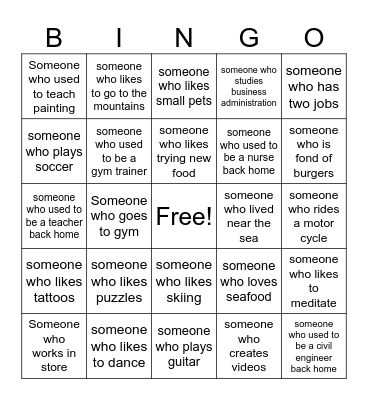 Can You Find Out These People? Bingo Card