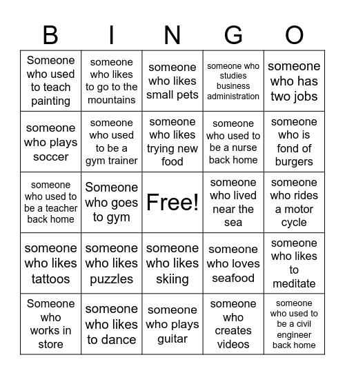 Can You Find Out These People? Bingo Card