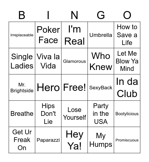 Round 3: 2000s Bingo Card