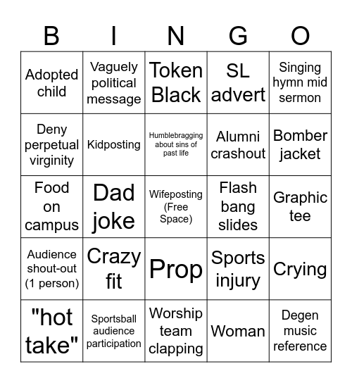 CBU CHAPEL BINGO Card