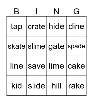 Phonics Book 3: U1-4 Bingo Card