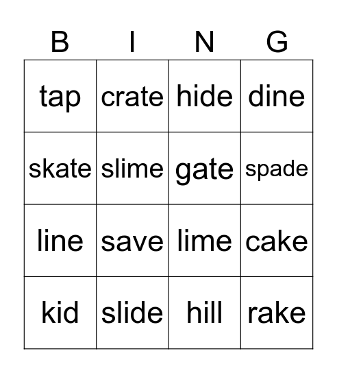 Phonics Book 3: U1-4 Bingo Card