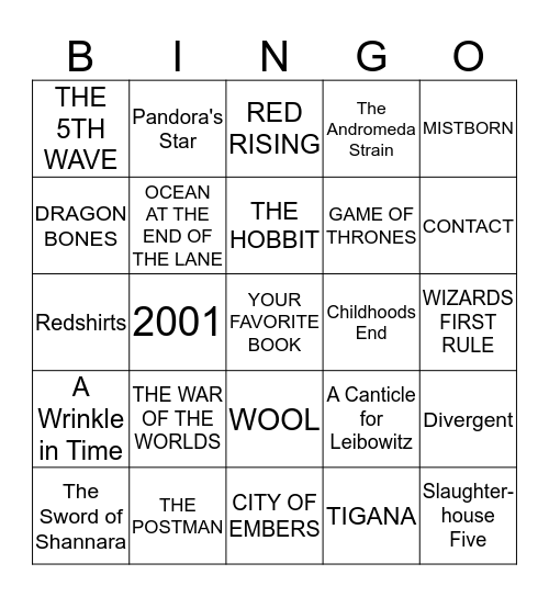 BOOK BINGO Card