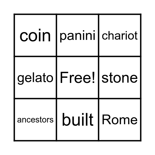 Walking in Roman Footsteps Bingo Card