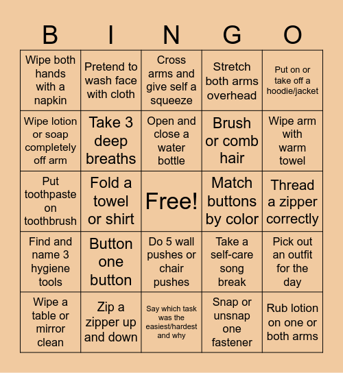 ADL Bingo Card